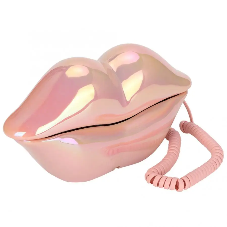 WX-3016 Mouth's Lips Shape Telephone Home Office Desktop Telephone Landline Colorful Pink/Electroplated Purple(optional