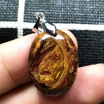 

Natural Yellow Red Pietersite Beads Necklace Pendant For Woman Man Crystal 21x16x8mm Namibia Firework Oval Stone Jewelry AAAAA