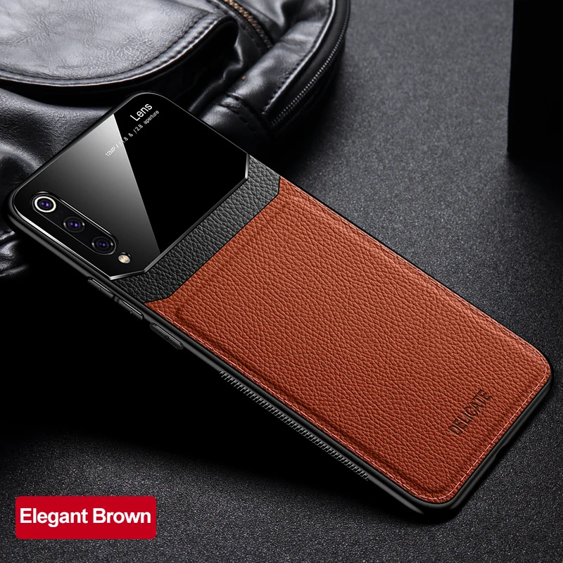 Xiaomi mi 8 9 чехол из искусственной кожи mi rror оргстекло Силиконовый противоударный бампер чехол для телефона для Xiaomi mi 8 Lite M9 9 se Pro задняя крышка - Цвет: Brown