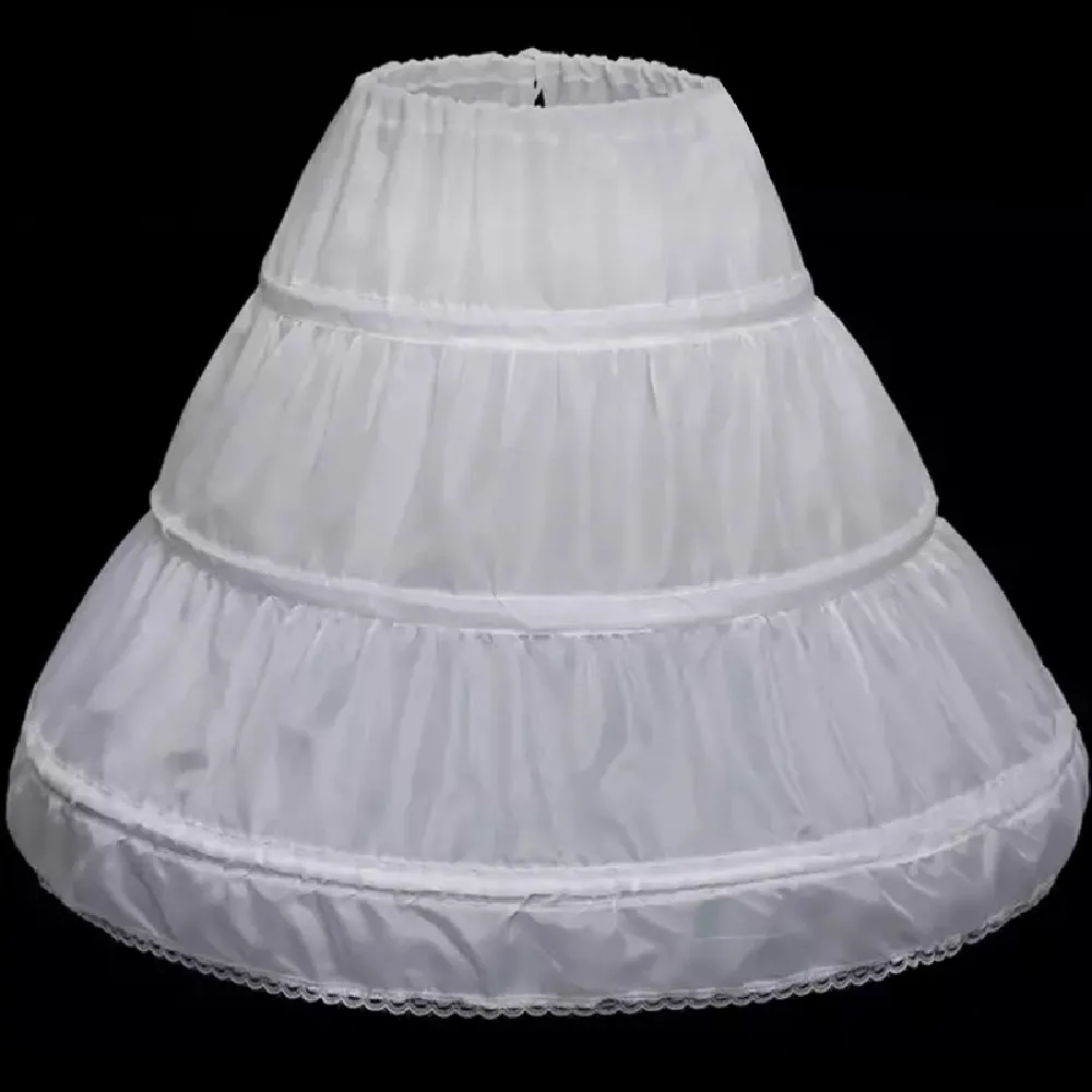 3 Hoop Girls Petticoat Kids Children Clothing White Mesh Lolita Underskirt Catwalk Kids Petticoats for Flower Girls Dresses