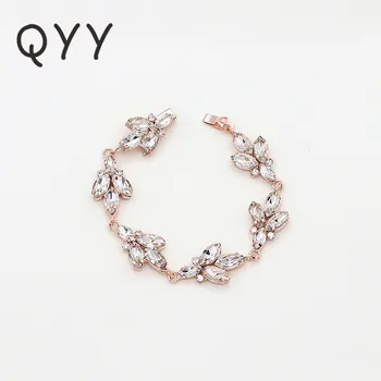 

QYY Elegant Deluxe Austrian Crystal Bracelet Wedding Bridal Jewelry Accessories For Women Wedding Jewelry Accessories