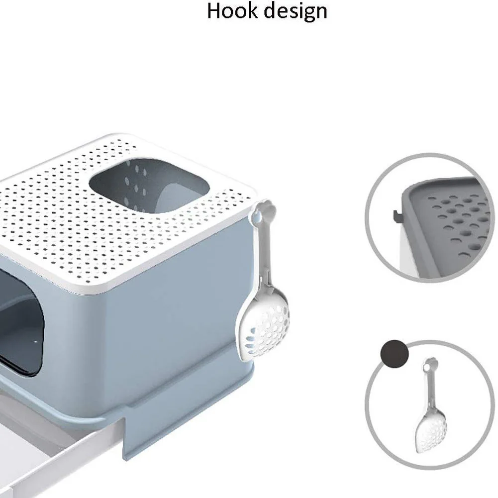 Cat Litter Box Top Entry Cat Sandbox Large Capacity Toilet Tray Closed Splash Drawer Style Tray Toilet Bedding Training