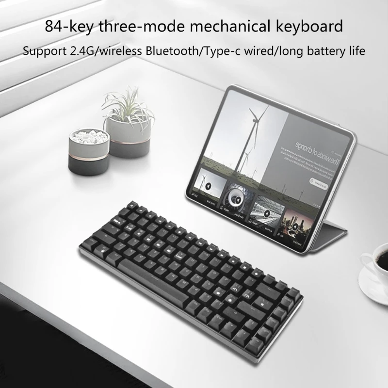 

Маленькая портативная Механическая игровая клавиатура, 87 клавиш, светодиодная подсветка, компактная Механическая Проводная клавиатура 2,4G для Windows, 3 режима