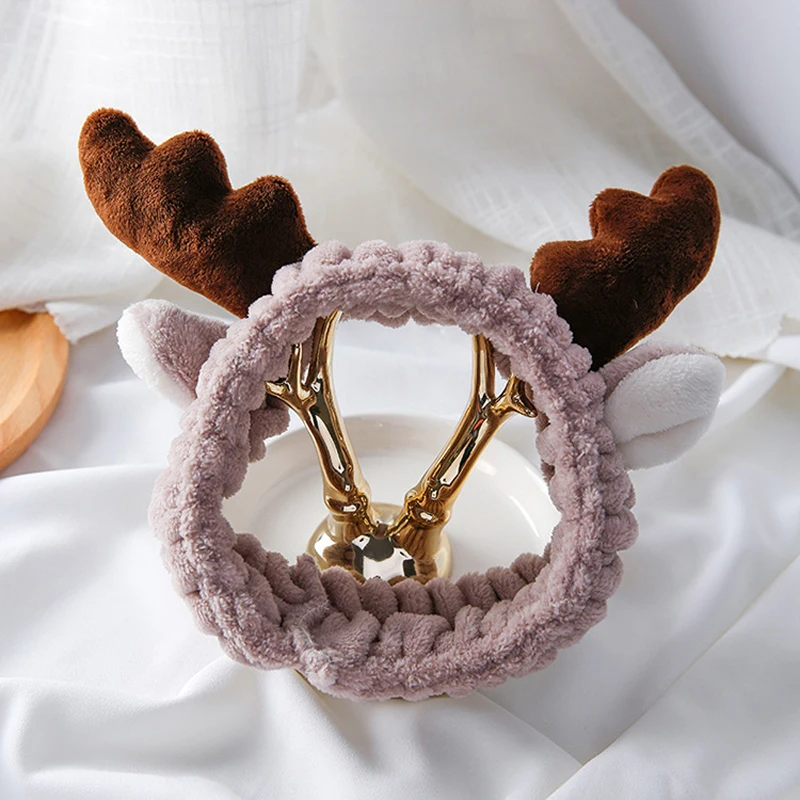 

Washing Face Hair Bands Cat Ears Plush Headbands Cartoon Elk Antler Headbands Cute Animals Headwear Hair Accessories Female