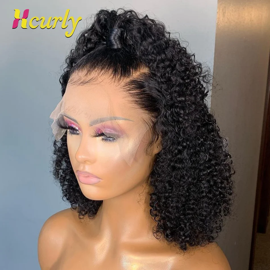 Xcurly Brazilian Deep Wave Curly Short Bob Human Hair Wigs Transparent 13x4 Lace Frontal Wig 4X4 Closure | Шиньоны и парики