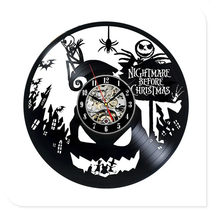 Хэллоуин Skellington черный виниловый CD 3D настенные часы Ночная кобыла перед рождественские украшения для поделок для дома
