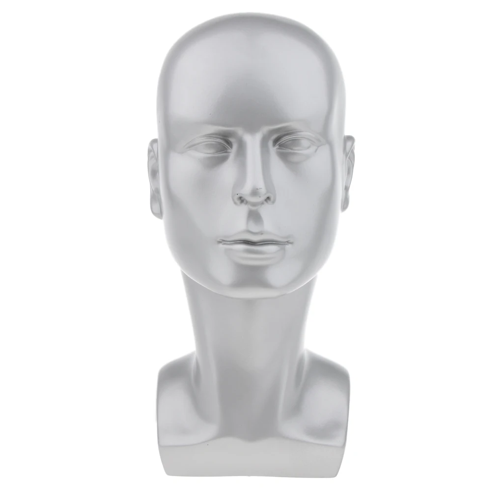 Plastic Male Model Head, Mannequin Manikin Man Head Stand Model Display Wig Hats Glasses Headphone Holder 14'' Tall