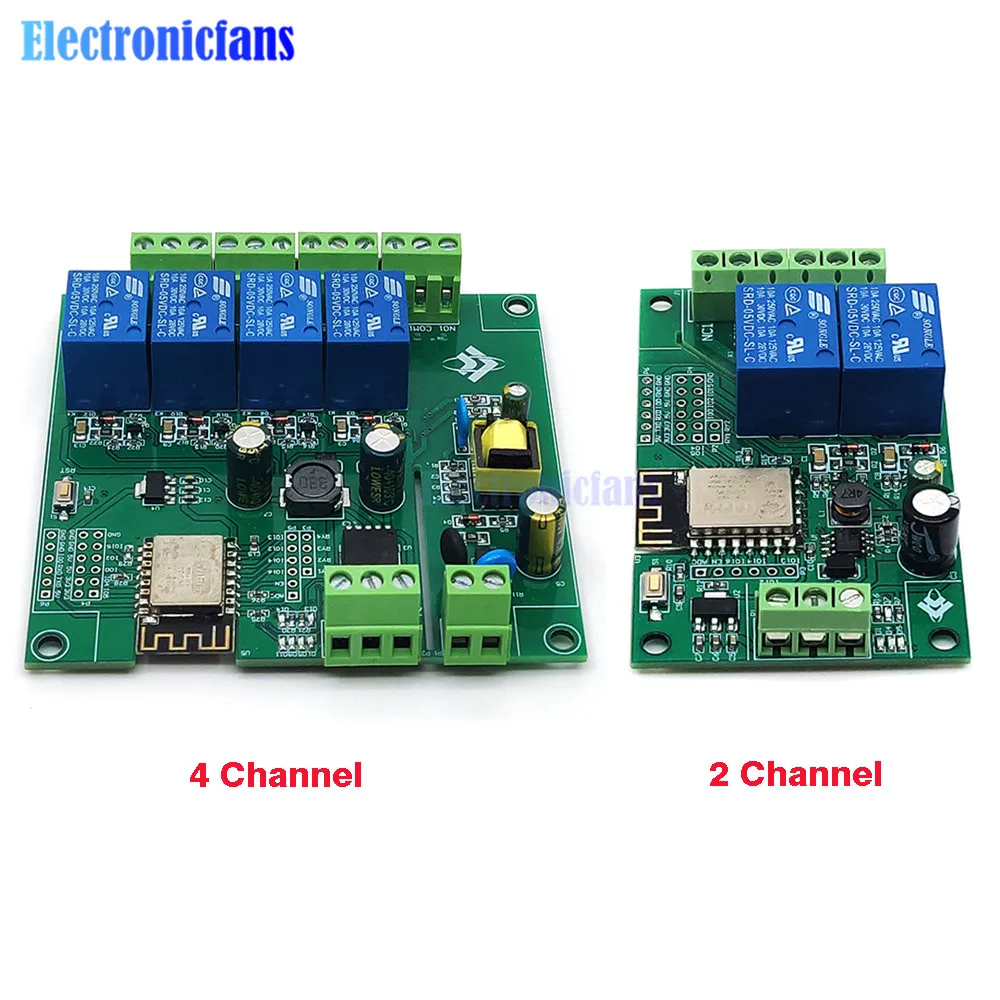 AC/DC Питание ESP8266 Беспроводной WI-FI 2 канала 4-Канальный Релейный Модуль ESP-12F