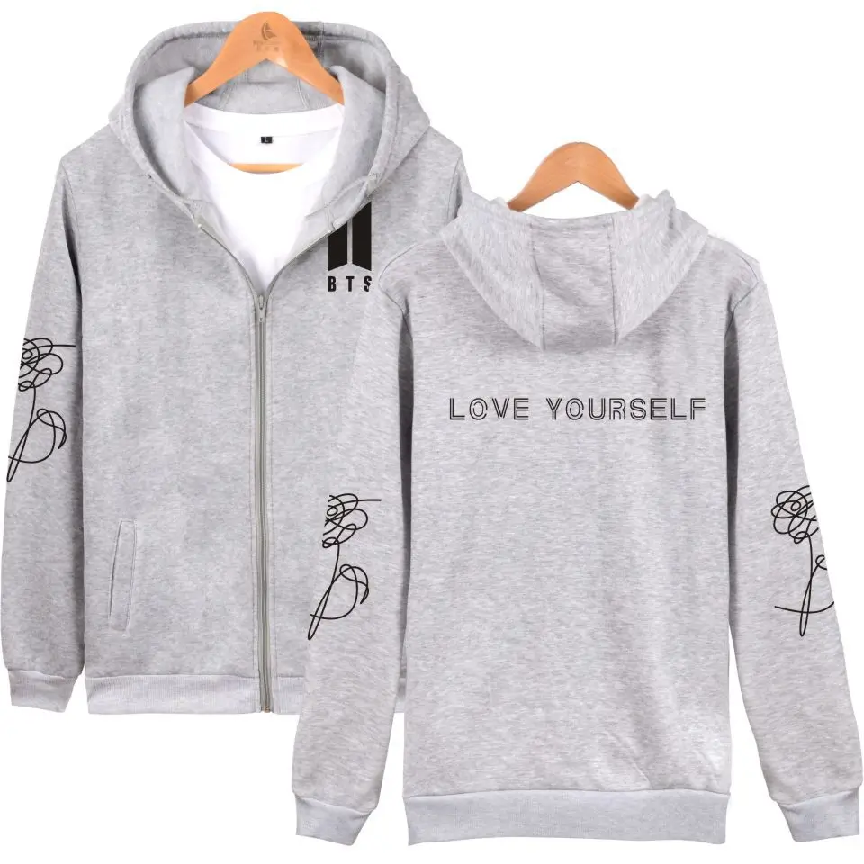 AliExpress стиль BTS пуленепробиваемый для мальчиков альбом LOVE Youself толстовка на молнии
