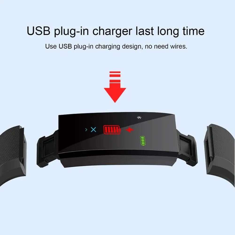 For Fitbit LCD Smartband Watch Fitness Tracke Heart Rate Blood Pressure Smart Bracelet Bluetooth-Compatible Waterproof Wristband 3