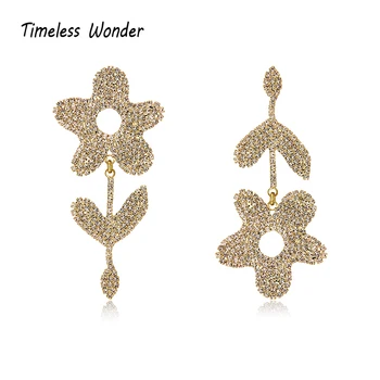 

Timeless Wonder Stunning Zirconia Floral Drop Earrings Women Jewelry Goth Boho Top Runway Designer Hip Hop Trendy Ins Rare 1561