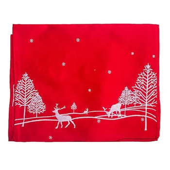 

Red Xmas Table Runner Exquisite Elk Tree Snowflake Embroidered Table Runner for Dinner Table Holiday Decor