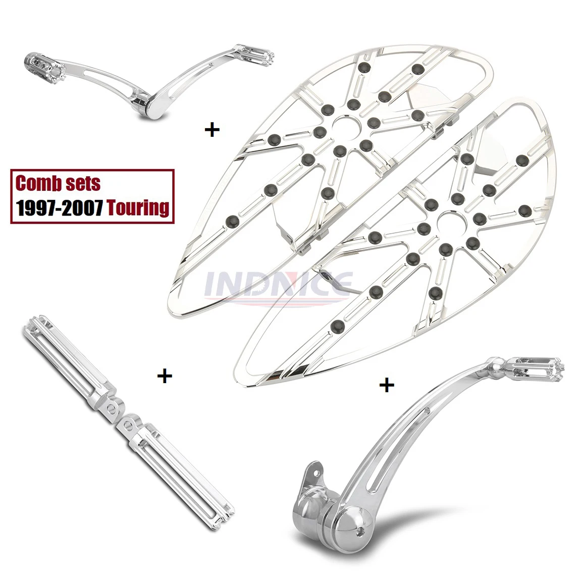 

Chromed gauge rider passenger floorboards Rear brake Gear shifter levers for harley Touring Electra Glide FLHT 1997-2007