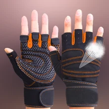 Levantamiento de pesas de los hombres/mujeres medio dedo guantes de gimnasio entrenamiento culturismo guantes para Mancuernas de la aptitud de medio Protector de mano y dedos