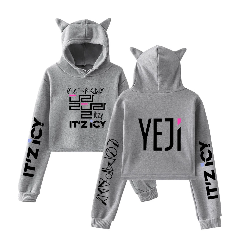 LUCKYFRIDAY Популярные ITZY Толстовки Кофты Харадзюку каваи Кот Толстовка корейский стиль пуловеры женские кроп толстовки кофты