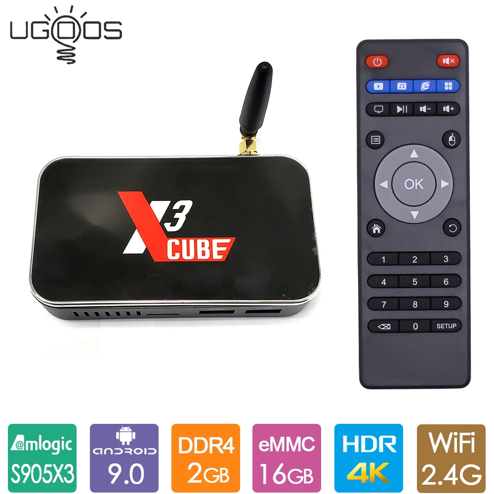 Ugoos X3cube Smart tv Box Amlogic S905X3 Android 9,0 tv Box 2GB LPDDR4 16GB eMMC 2,4G WiFi 4K медиаплеер X3 Cube телеприставка