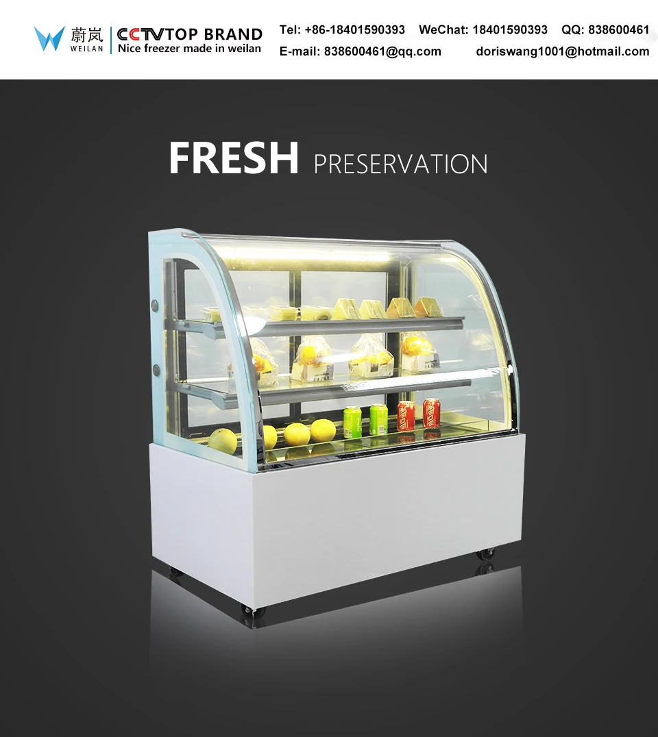 Air Cooler Fresh-Keeping Refrigerator Cake Display Cabinet Showcase 1.2M Length