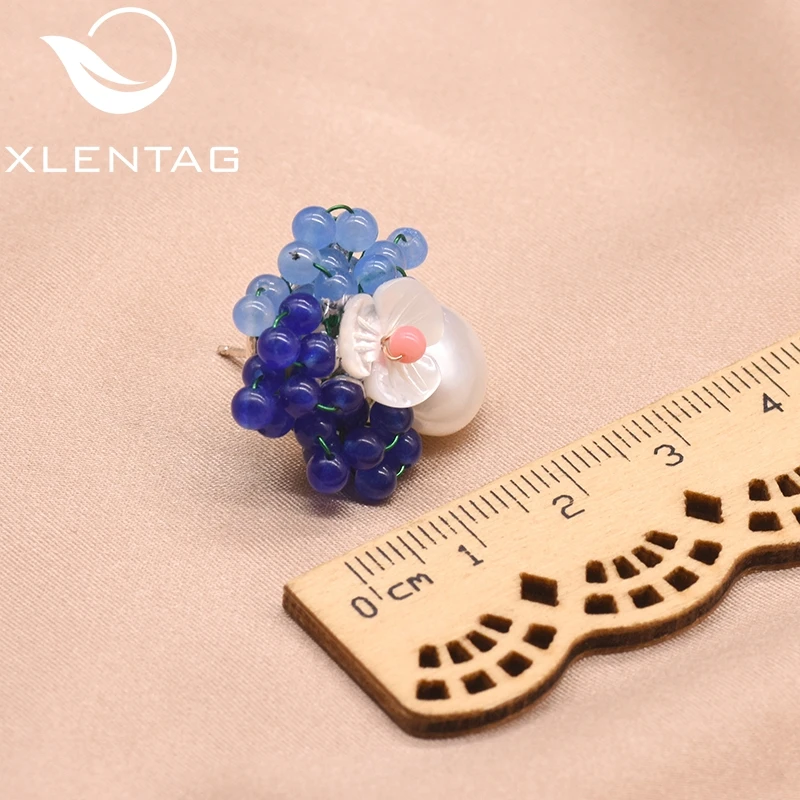 XlentAg 925 пробы Серебряное кольцо ручной работы с натуральным пресноводным жемчугом в стиле барокко Комплект сережек для женщин ювелирные наборы GS0009