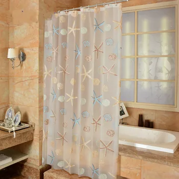 

Eco-friendly Beach Conch Starfish Shell Polyester High Quality Waterproof Mildew proof Bath Decor Shower Curtains pf9109
