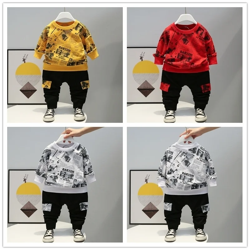 Fashion Spring Autumn Baby Girl Clothes Children Boys Casual Letter Jacket Pants 2Pcs/set Toddler Cotton Costume Kids Tracksuits