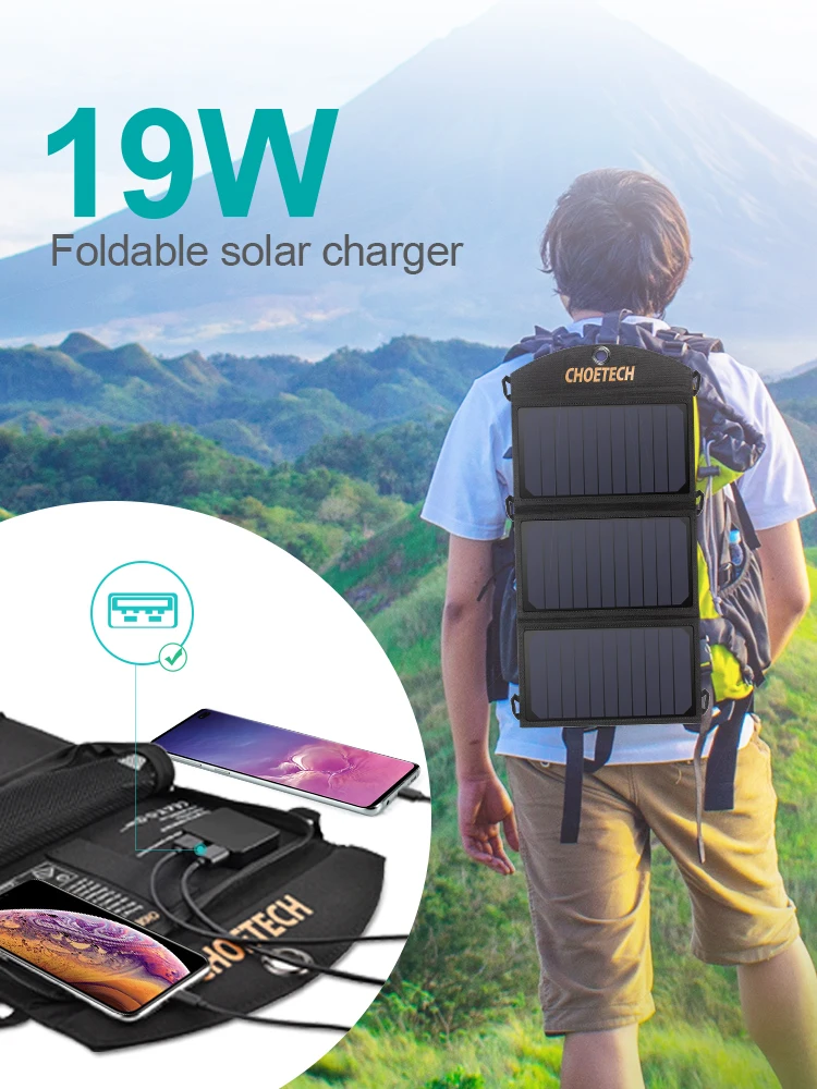 CHOETECH 19W Portable Solar Phone Charger Solar