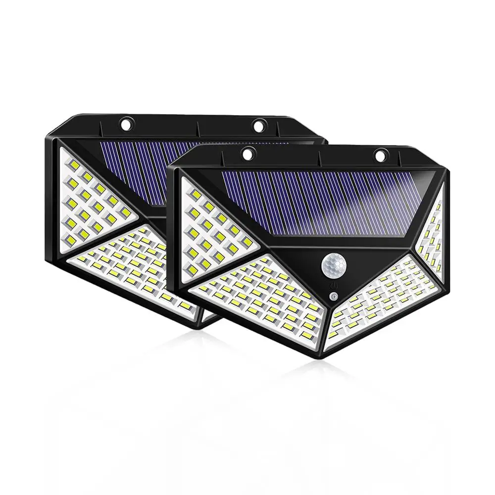 

100 LED Solar Light Outdoor Solar Powered Lamp Sunlight 3Modes Motion Sensor Waterproof Wall Street Light Garden Yard Path Decor