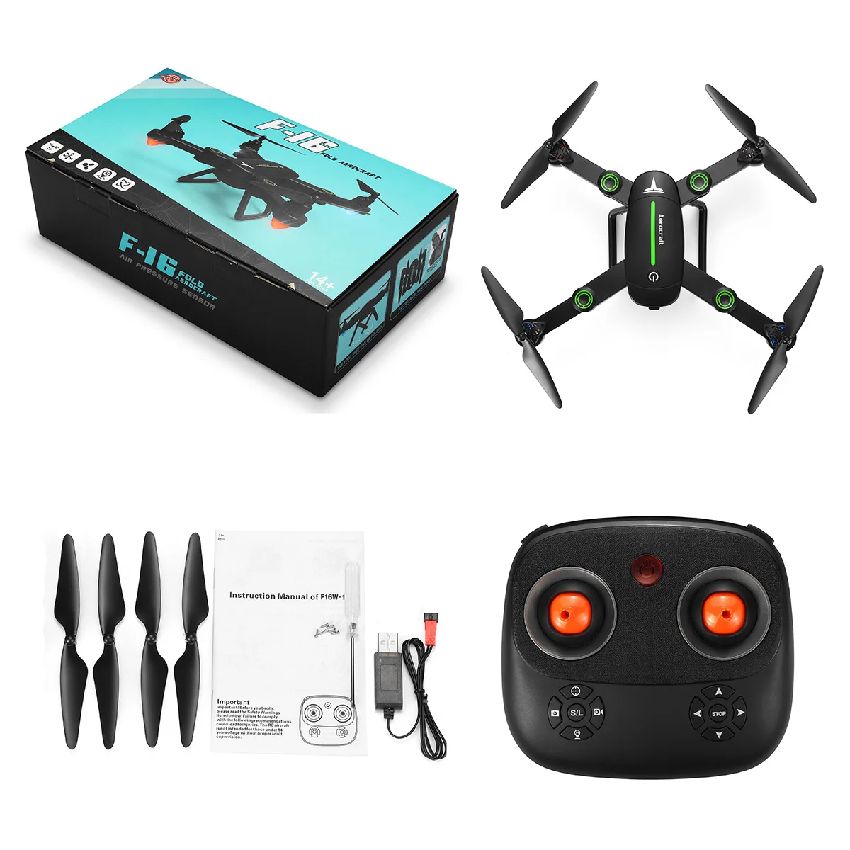 RC HD камера Квадрокоптер Wi-Fi FPV Складная рукоятка Дрон высота удержания W/2MP широкоугольный рычаг небольшой путешествия стабильный полет аэрофотосъемка - Цвет: Черный