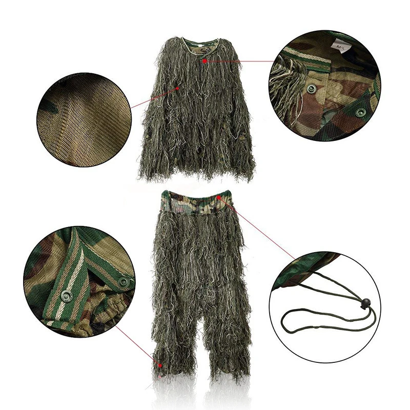 Невидимость плащ Ghillie костюм скрытная охотничья одежда снайперский костюм Джунгли открытый есть курица Камуфляж Униформа