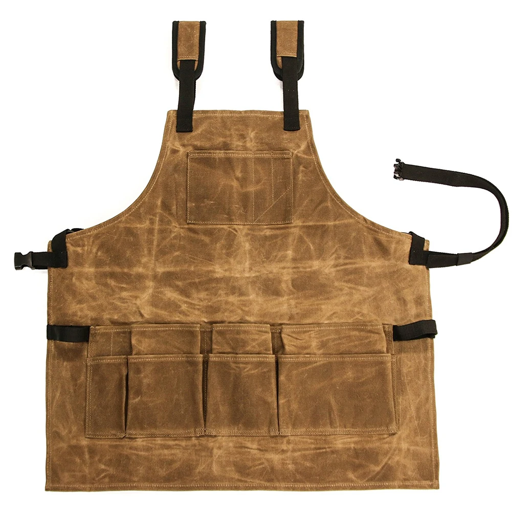 

Dry Wet Waxed Sleeveless Woodworking Casual Unisex Gift Canvas Multifunctional Simple Cooking Apron Solid Waterproof Useful