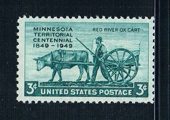 

1Pcs/Set New US Post Stamp 1949 Centennial Ox Cart Engraving of Minnesota Territory Stamps MNH