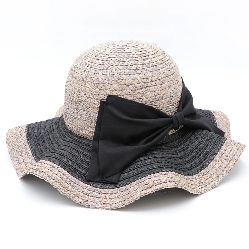 Женская соломенная шляпа с широкими полями Пляжная Шляпа Fedora UPF50 +| |