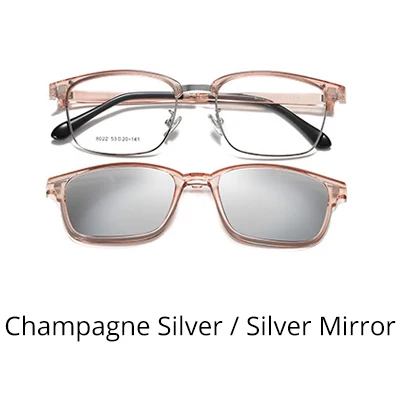 Два Oclock 2 в 1, ультра-светильник, клип на солнцезащитные очки, женские очки, оправа, магнитные солнцезащитные очки, мужские очки, зажим, оптический, таможня Z8022 - Цвет линз: Silver-Silver