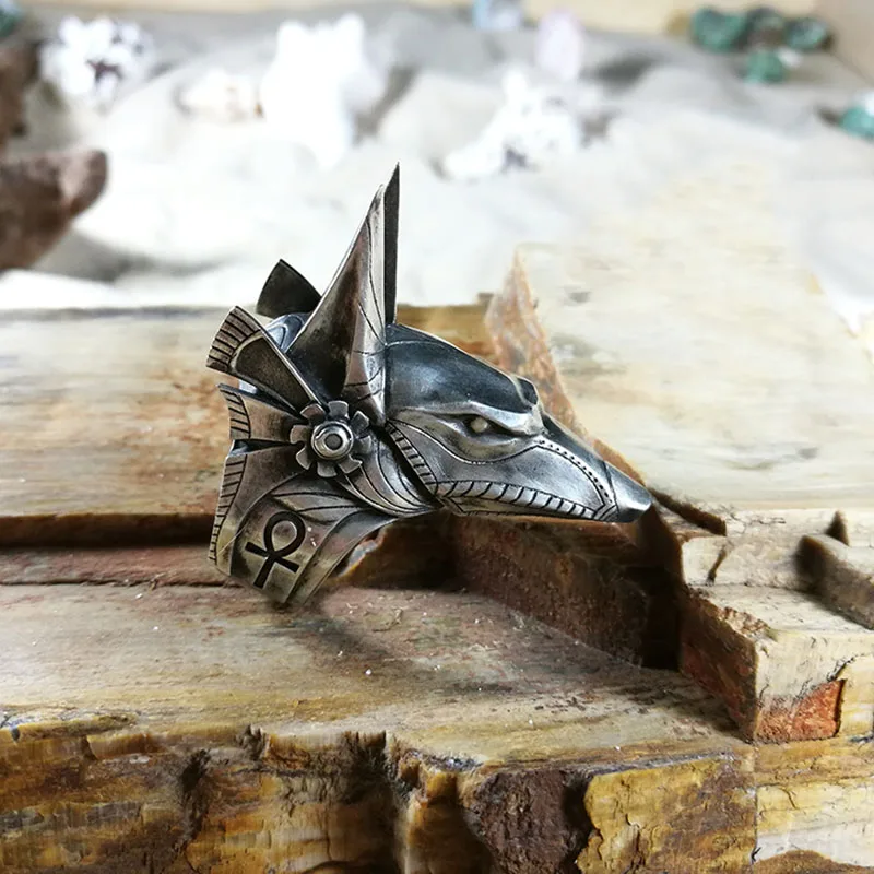 Stainless Steel Ring Finger Ring Animal Ring BEIER Stainless Steel Egypt Cross Anubis God Finger Rings For Men Punk Wolf Head Knuckle Ring Statement Retro Jewelry BR8-360