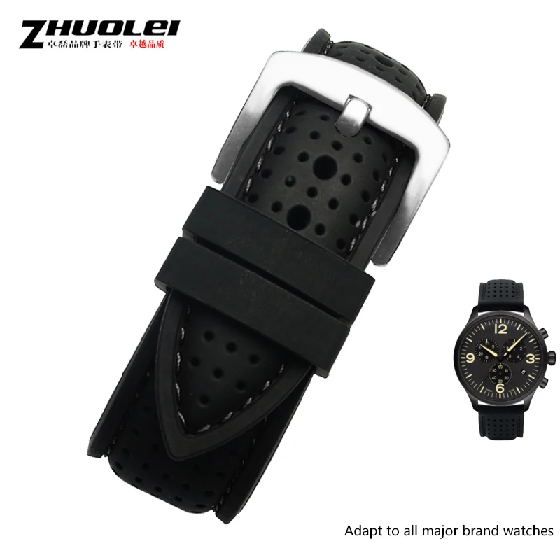 Breathable Silicone Sports Watch Band – Universal 20mm & 22mm Strap