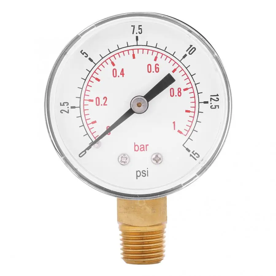 1/" 0-15Psi 0-1Bar BSPT Мини манометр с двойной шкалой портативный манометр для воздуха, воды, масла, воздуха 52 мм/2,04 дюйма