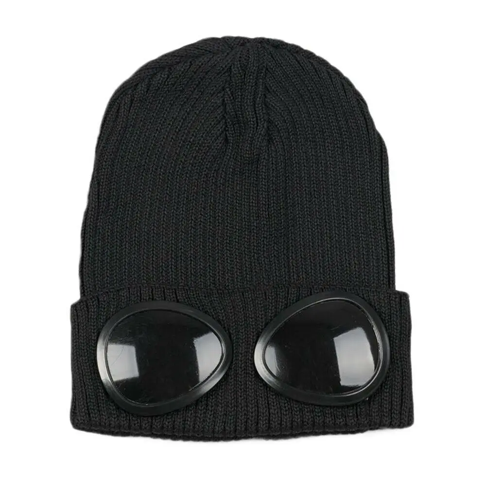 Новая мода унисекс для взрослых зимние теплые вязаные шапки ветрозащитные Лыжные шапки со съемными очками утолщенные спортивные многофункциональные шапки