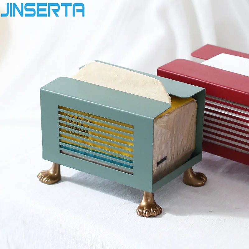 

JINSERTA Metal Tissue Box Napkin Paper Container Case Luxury Rectangle Home Living Room Restaurant Hotel Car Paper Decor Box