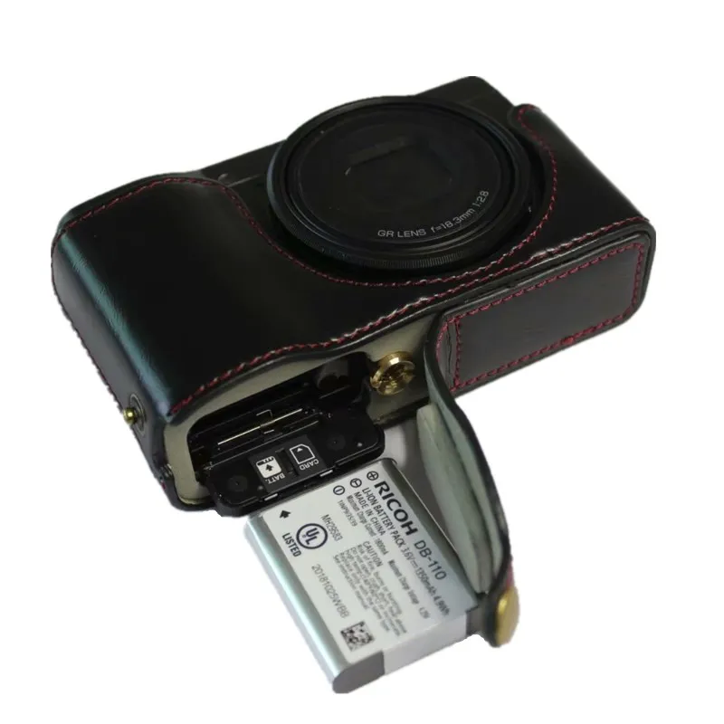 Черный Новейший Модный чехол для камеры Ricoh GRIII GR3 из искусственной кожи с отверстием для батареи - Цвет: Черный
