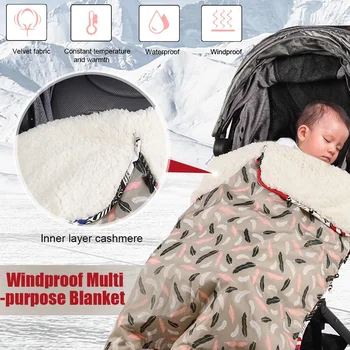 

Winter Warm Baby Stroller Sleeping Bag Windproof Waterproof Lamb Velvets Swaddle Knit Wrap Blanket Pram Pushchair Blankets
