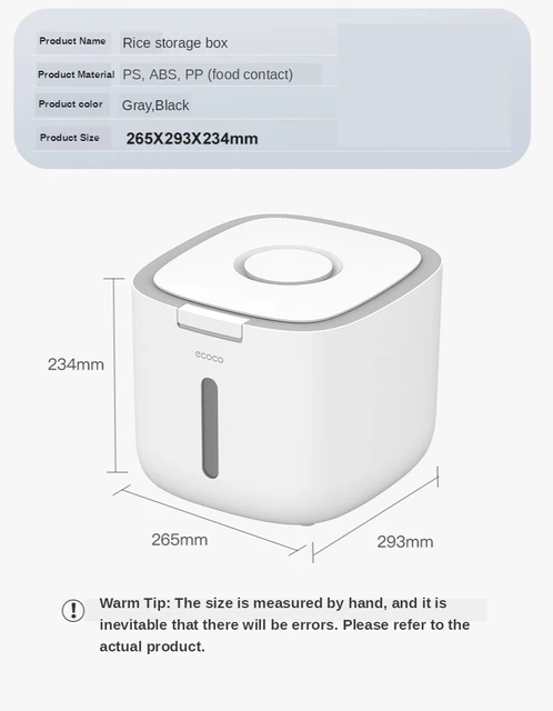 Household Kitchen Rice Storage Box Sealed Insect Proof Moisture Proof Pressed Rice Bucket Plastic Food Storage Container