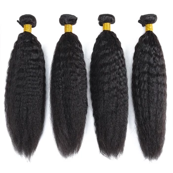 

Admutty Kinky Straight Hair Malaysian Hair Weave Bundles 100% Human Hair 3/4 Bundles Natural Color Non Remy Hair Extension