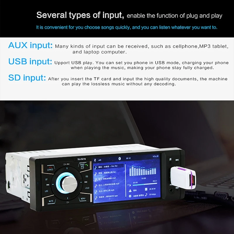 4 дюйма Пресс Экран автомобильный стерео Bluetooth 1 Din FM Радио Стерео MP5 плеер USB/SD Автомобильный плеер