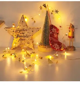 

2M Christmas Tree String Lights Led Pine Cone Needles Ball Bells Wishing Bottle Garland Shaped Copper Wire Fairy Lights Festival