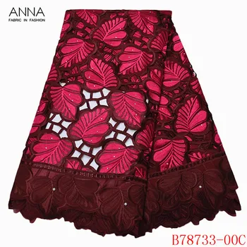 

Anna red swiss voile lace in switzerland 2020 high quality embroidery with beads and stones african dry laces for garment sewing