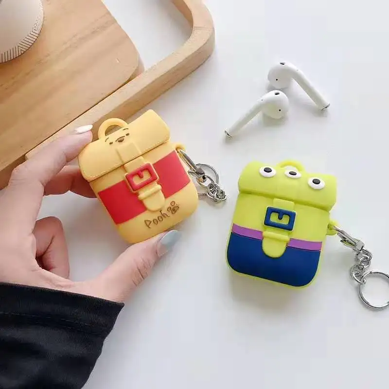 For Apple AirPods Case Mickey Minnie Schoolbag 3D Silicone Case Cover For Airpods 2 Earphone Cover For Air Pods