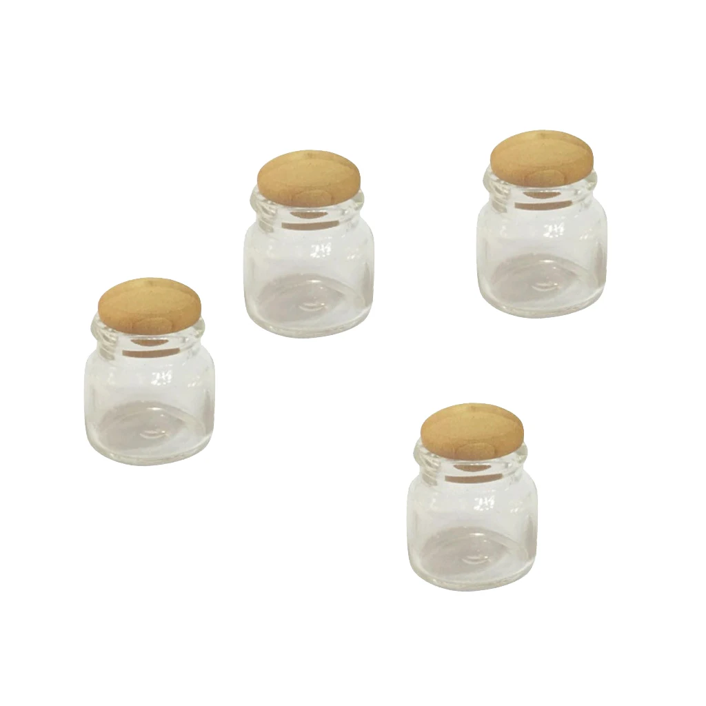 Dollhouse 4Pcs Miniature Food Jar W/ Wooden Lids FOR 1/12th Scale Dolls House Dollhouse 4Pcs Miniature Food Jar W/ Wooden Lids FOR 1/12th Scale Dolls House
