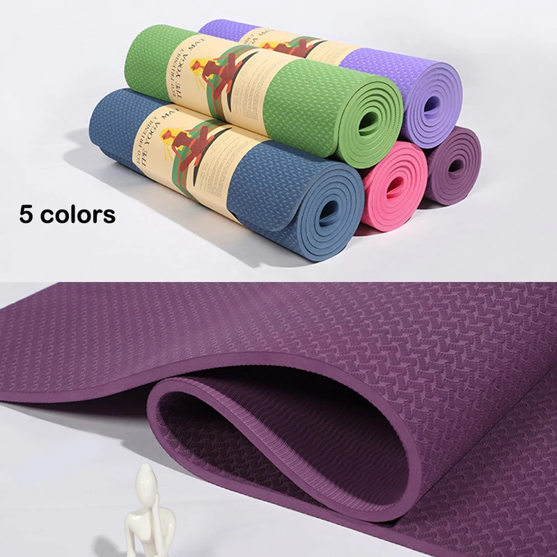 TPE Natural Rubber Yoga Mat, Home Pilates Mat, Durable Gym Mat for Beginners, Acupressure Yoga Pad,Good Resilience,183*62cm,6cmm