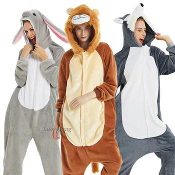 

Adults Animal Unicorn Pajamas Cartoon Stitch Panda Kigurumi Women Men Costume Unisex Flannel Overalls Unicornio Sleepwear
