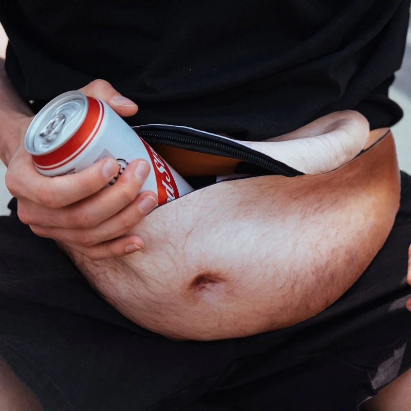 Novelty Fun Men Women Dad Bag Dad Bod Waist Bags Beer Fat Hairy Belly Fanny Pack