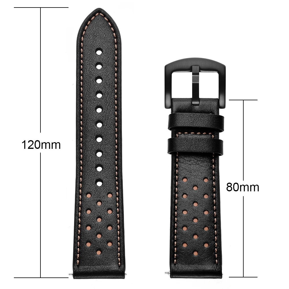 Ремешок UEBN кожаный для Xiaomi huami amazfit bip GTS Воздухопроницаемый браслет часов GTR 42 мм 20